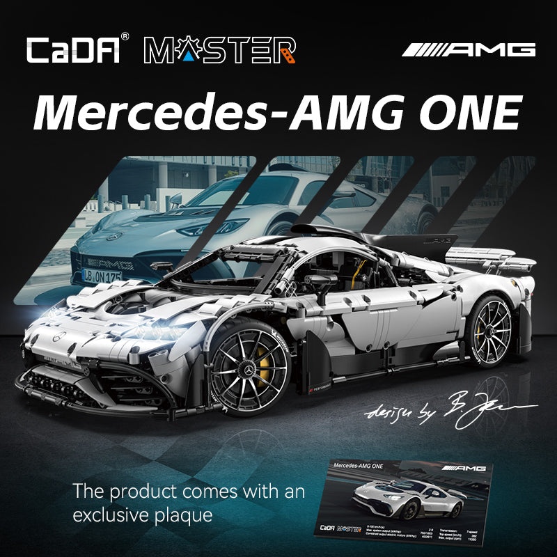 CaDA Mercedes-AMG ONE mit Vorbildfahrzeug und Präsentationsplakette