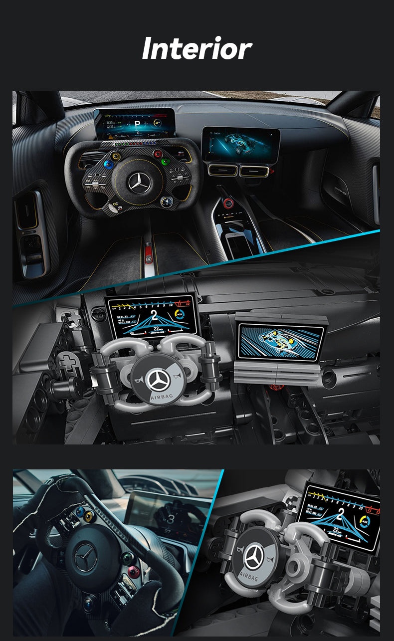 Vergleich des Cockpits und Lenkrads von Originalfahrzeug und CaDA-Modell