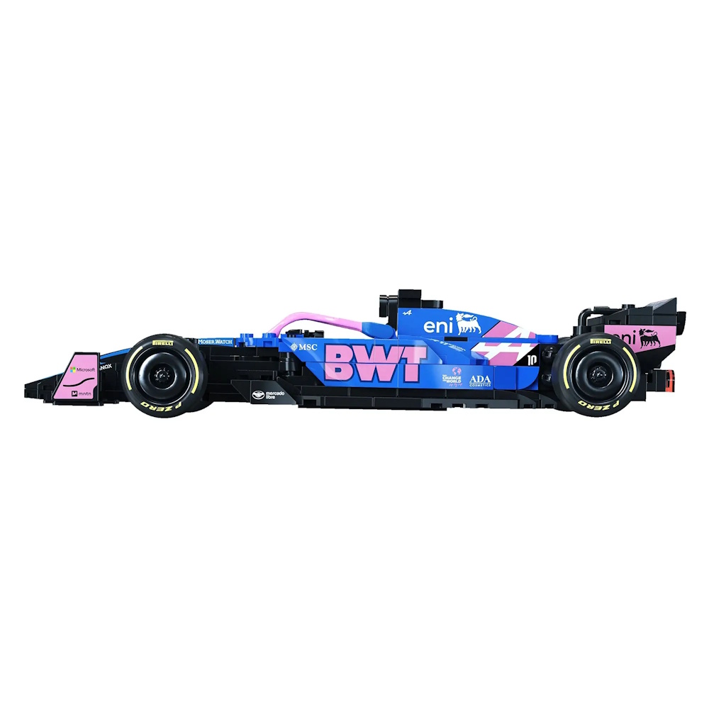Der Rennwagen überzeugt mit authentischen F1-Details wie Vorder- und Heckflügel, Cockpit, Lenkrad, Überrollkäfig sowie den charakteristischen schmalen Vorder- und breiten Hinterreifen.