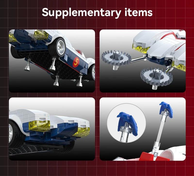 Besondere Details wie die charakteristische Fahrzeugform, bewegliche Räder, ausfahrbare Elemente und mechanische Details machen den Mach 5 zu einem echten Highlight für Fans und Sammler. 