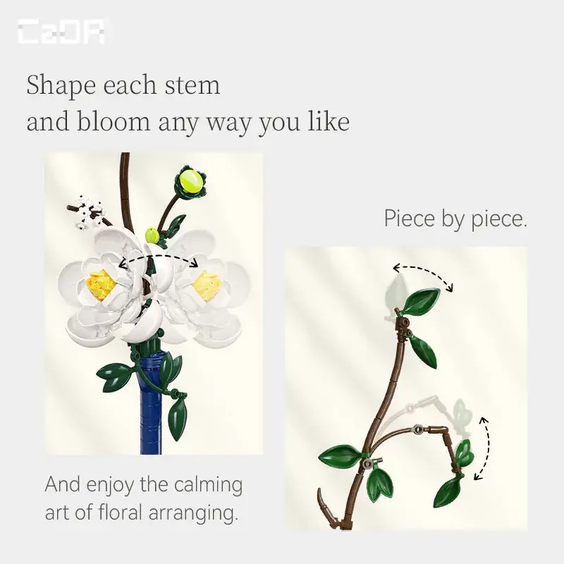 Die einzelnen Stiele und Blüten lassen sich individuell formen und arrangieren. So kann die Blume ganz nach den eigenen Vorstellungen gestaltet werden. Stück für Stück entsteht ein Blumenkunstwerk, das zum kreativen Ausprobieren und Entspannen einlädt.