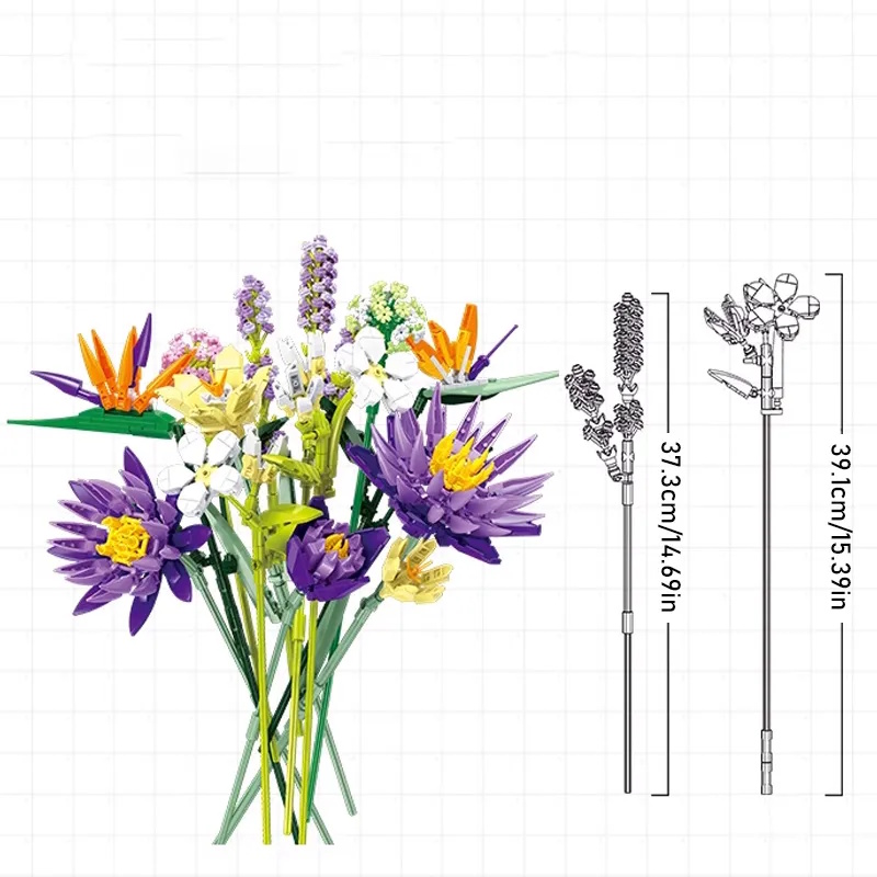 Die Länge der einzelnen Blumenstiele beträgt ca. 37,3 cm und 39,1cm.