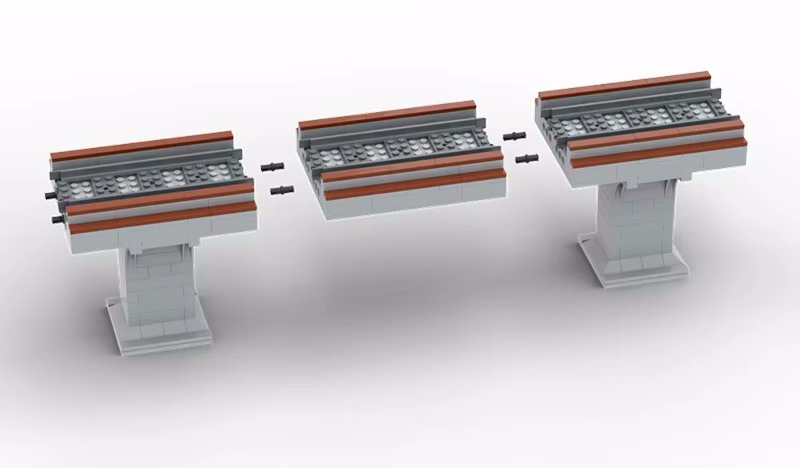 Die Brücke kann aus diesen oder mehreren Teilen zusammengebaut werden. Es ist nur 1x das Zwischenstück im Lieferumfang dabei