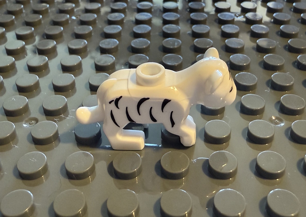 Das Tigerbaby kann, z.B. auf einer Grundplatte, befestigt werden (Grundplatten separat erhältlich).