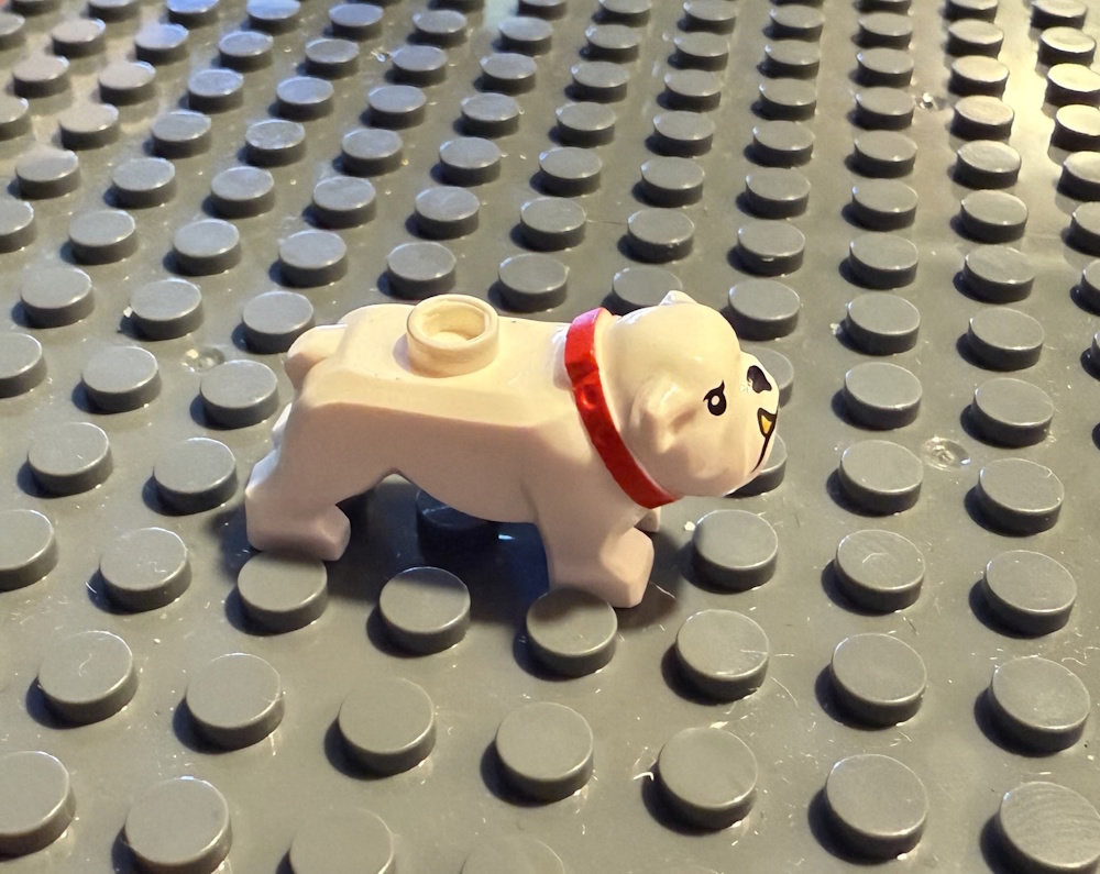 Der Hund kann, z.B. auf einer Grundplatte, befestigt werden (Grundplatten separat erhältlich).