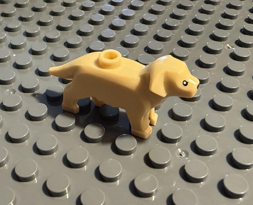 Der Hund kann, z.B. auf einer Grundplatte, befestigt werden (Grundplatten separat erhältlich).