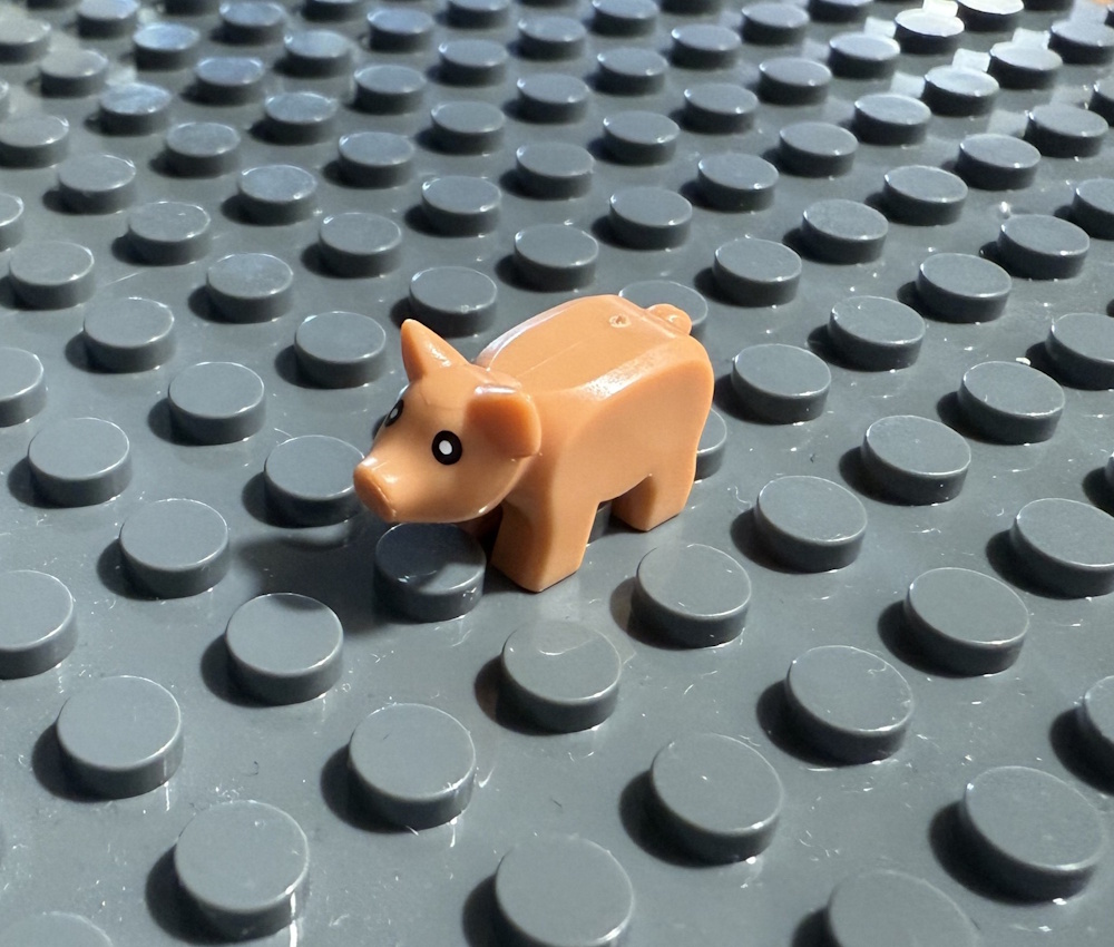 Das Schweinchen kann, z.B. auf einer Grundplatte, befestigt werden (Grundplatten separat erhältlich).