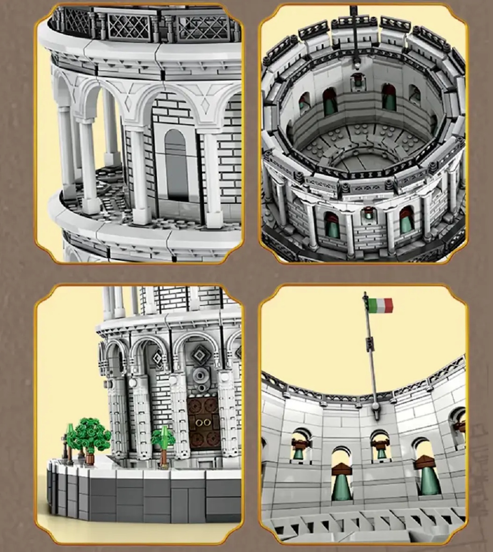 Das Modell überzeugt durch zahlreiche architektonische Details wie Bögen, Säulen und mehrstöckige Fassaden, die das historische Vorbild originalgetreu nachbilden. 