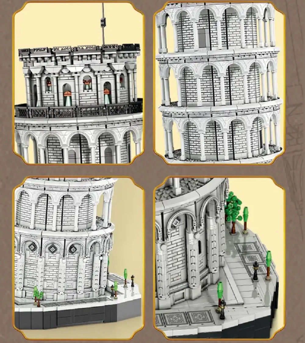 Durch die charakteristische Neigung des Turms und die filigranen Säulen wirkt das Modell besonders realistisch. Mit einer Größe von etwa 112 cm ist der Turm ein echter Blickfang.