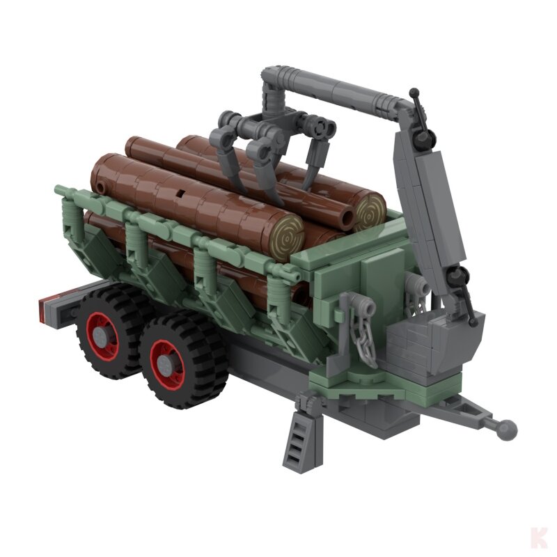 MunichBricks Rückewagen Forst für Traktoren Klemmbaustein