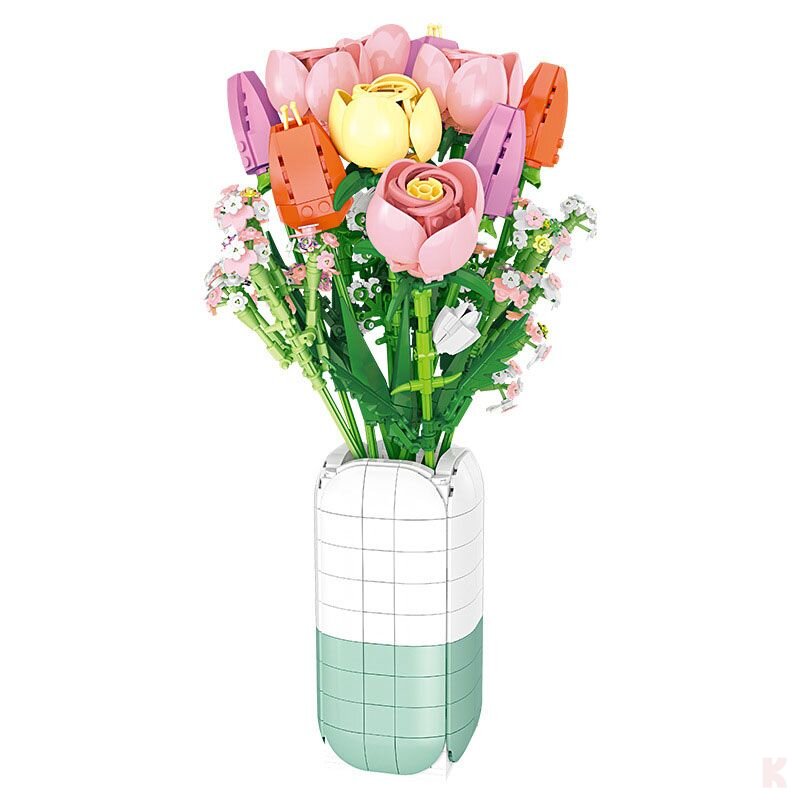 Jie Star JJ9065 Rosen Tulpen Strauß Klemmbaustein