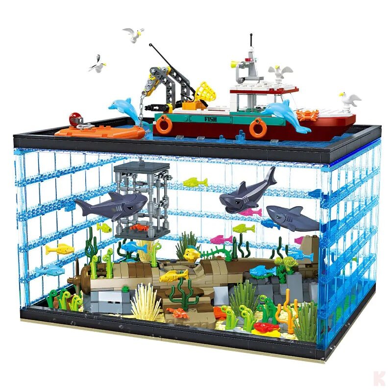 Jie Star JJ9048 Aquarium Erkundung unter Wasser Klemmbaustein