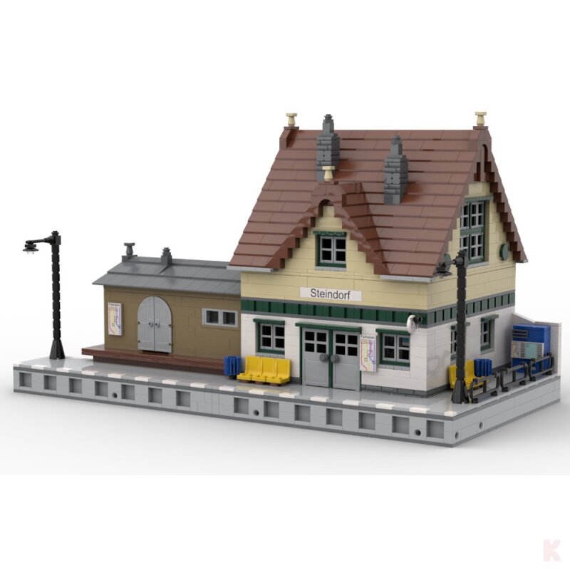 ST-99015 Eisenbahn Modularer Kleinstadt Bahnhof Steindorf Klemmbaustein
