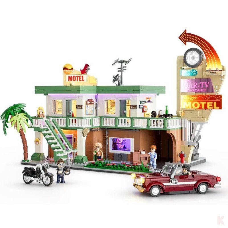 Funwhole F9054 City Motel mit LED Beleuchtung Klemmbaustein