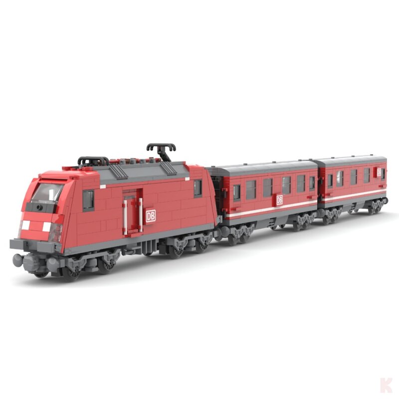 ST-97100 Rote Lokomotive Deutsche Bahn AG mit Speise-und Personenwagen Klemmbaustein