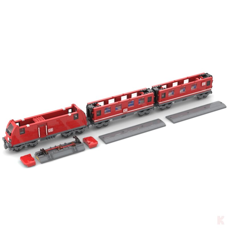 ST-97100 Rote Lokomotive "Deutsche Bahn AG" mit Speise- und Personenwagen