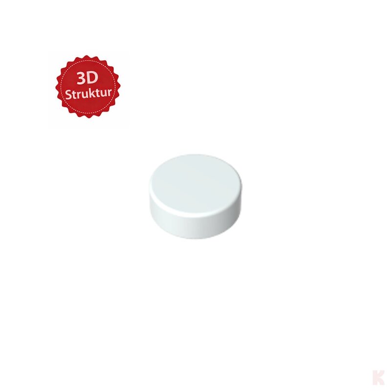 Klemos Fliese 1x1 Rund – individuell bedruckte Klemmbaustein-Fliese mit 3D Struktur