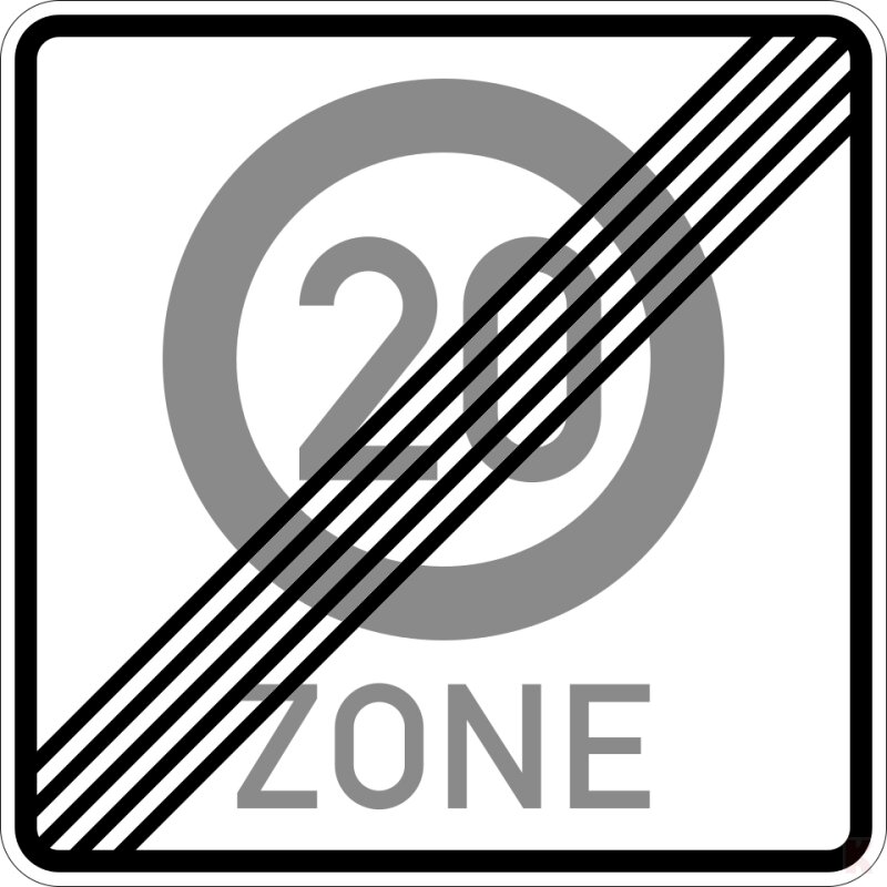Klemos 2x2 – Verkehrszeichen 20 Zone Ende 274.2-20
