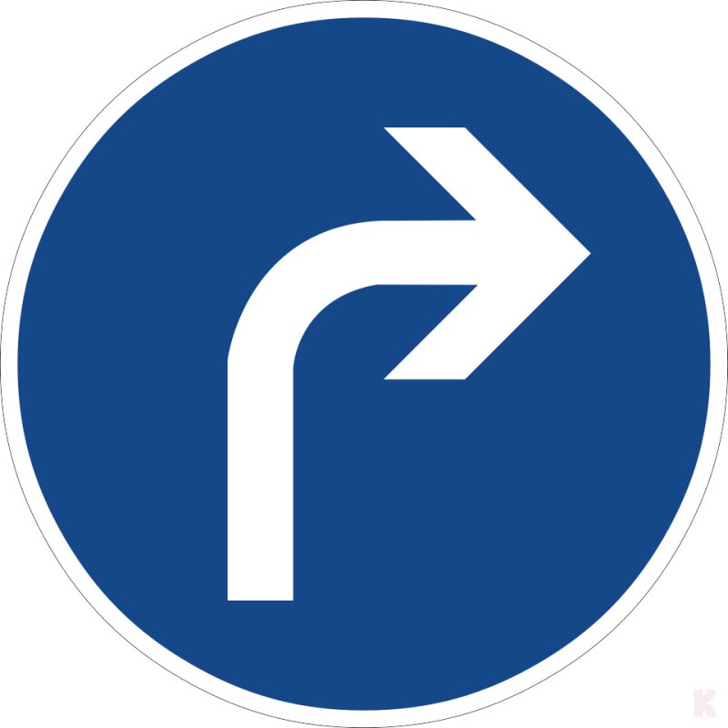 Klemos 2x2 Rund – Verkehrszeichen Vorgeschriebene Fahrtrichtung rechts 209
