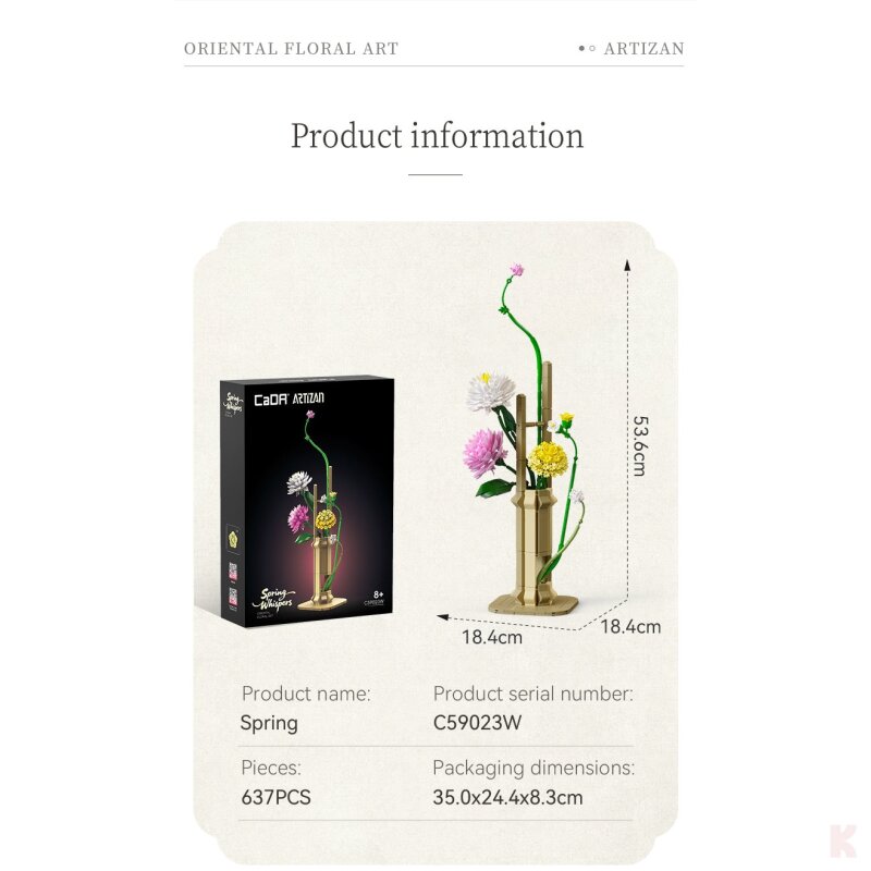CaDA C59023W ARTIZAN Spring Frühlingsblumen mit Vase